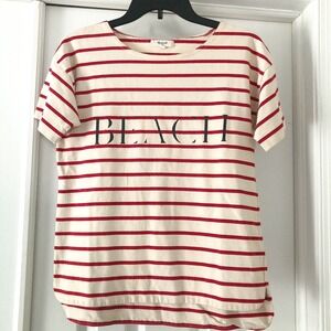 Madewell XS BEACH Cream Red Striped Short Sleeve Top